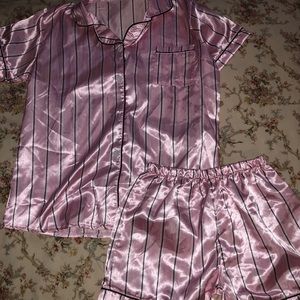 Satin pink pajamas